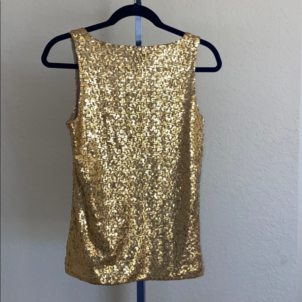 Ladies Anne Klein gold sequin sleeveless top.